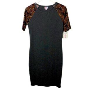 LulaRoe | Women's Grey & Red Floral Short Sleeve Dress Size Small